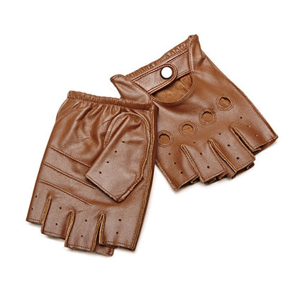 Winter Half Finger Leather Gloves Outdoor Cycling Leather Gloves Street Dance Thunderbolt Gloves