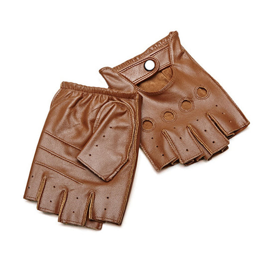 Winter Half Finger Leather Gloves Outdoor Cycling Leather Gloves Street Dance Thunderbolt Gloves