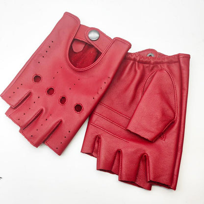 Winter Half Finger Leather Gloves Outdoor Cycling Leather Gloves Street Dance Thunderbolt Gloves