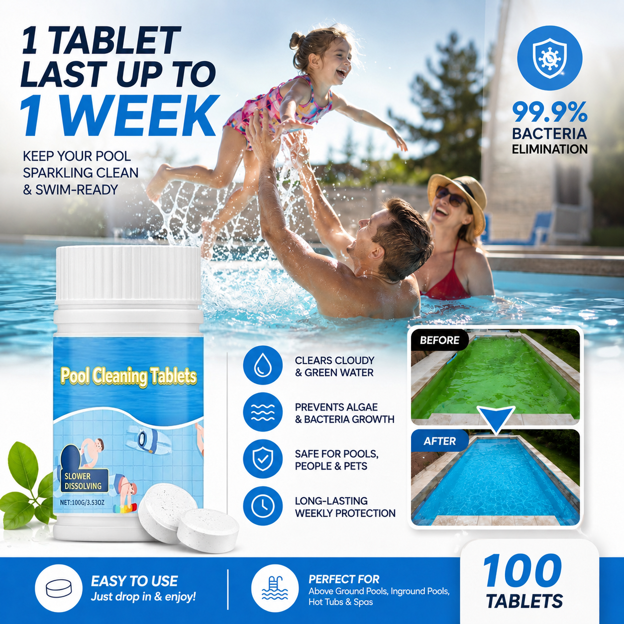 The Next-Gen Pool Purifier is here ✨ 2X Stronger Algae Control. Gentle & Safe for Kids! 👨‍👩‍👧‍👦