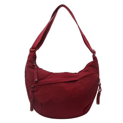Women's Fashion Plain Color Nylon Crossbody Bag