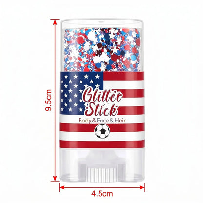 Red, White & Blue Mess-Free Glitter Stick for Festivals, Concerts & Kids' Parties
