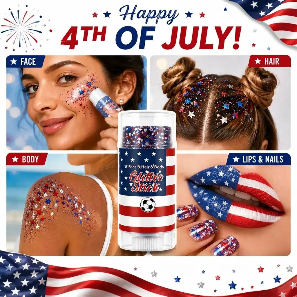 Red, White & Blue Mess-Free Glitter Stick for Festivals, Concerts & Kids' Parties