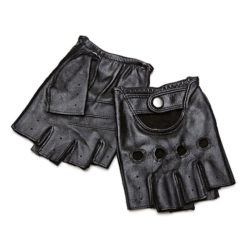 Winter Half Finger Leather Gloves Outdoor Cycling Leather Gloves Street Dance Thunderbolt Gloves