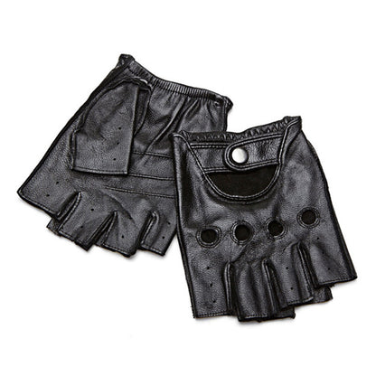 Winter Half Finger Leather Gloves Outdoor Cycling Leather Gloves Street Dance Thunderbolt Gloves
