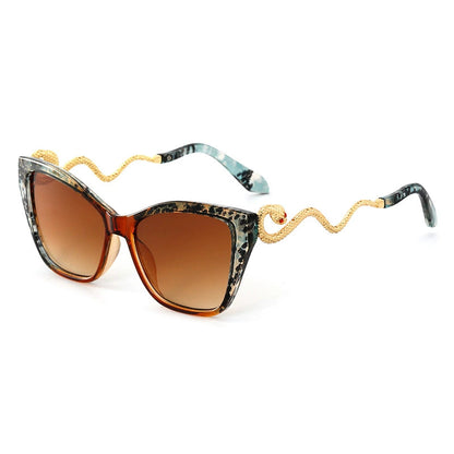 Trade Design Sunglasses Retro Snake Temple Sun Glasses Metal Cat Eye Party Shades