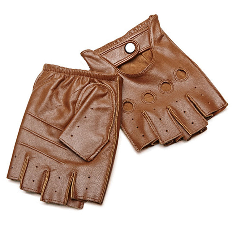 Winter Half Finger Leather Gloves Outdoor Cycling Leather Gloves Street Dance Thunderbolt Gloves