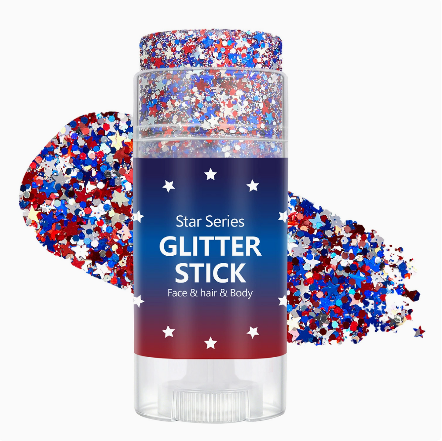 Red, White & Blue Mess-Free Glitter Stick for Festivals, Concerts & Kids' Parties