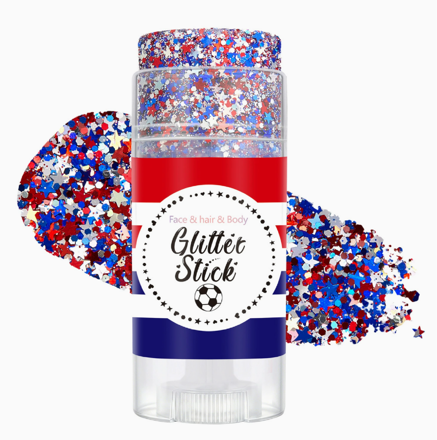 Red, White & Blue Mess-Free Glitter Stick for Festivals, Concerts & Kids' Parties