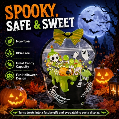 🎃 Halloween Self-Sealing Treat Bags – Pumpkin & Green Pot Candy Gift Pouches 🍬