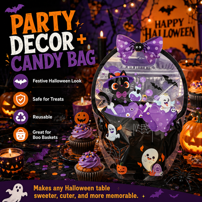 🎃 Halloween Self-Sealing Treat Bags – Pumpkin & Green Pot Candy Gift Pouches 🍬