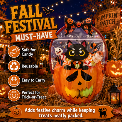 🎃 Halloween Self-Sealing Treat Bags – Pumpkin & Green Pot Candy Gift Pouches 🍬