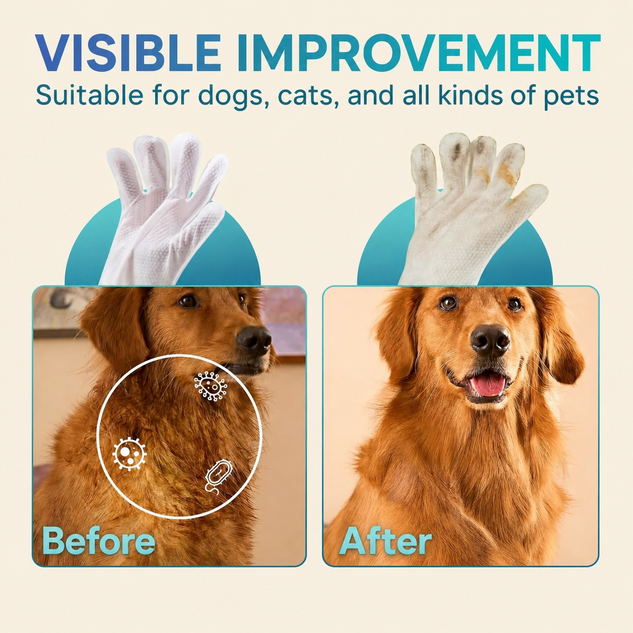 Pawzioo® Guanti Detergenti Senza Risciacquo per Cani e Gatti