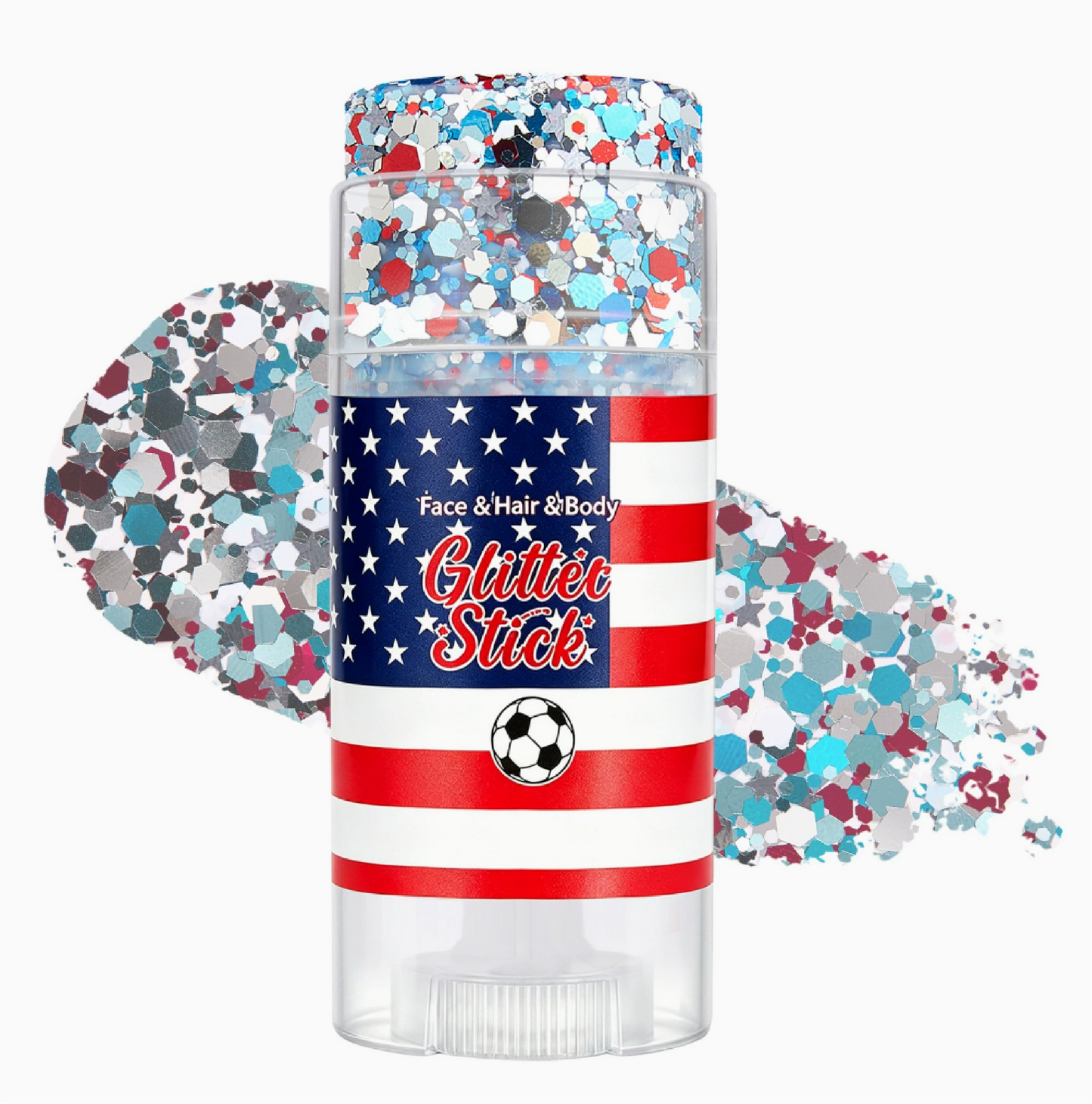 Red, White & Blue Mess-Free Glitter Stick for Festivals, Concerts & Kids' Parties