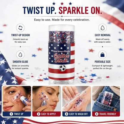 Red, White & Blue Mess-Free Glitter Stick for Festivals, Concerts & Kids' Parties