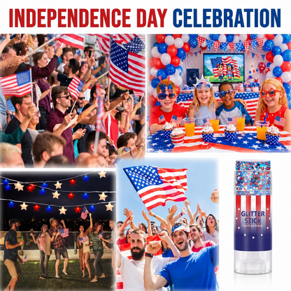 Red, White & Blue Mess-Free Glitter Stick for Festivals, Concerts & Kids' Parties